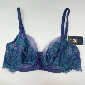 Wacoal Center Stage Underwire Bra Size 34C Blue Lace 855323